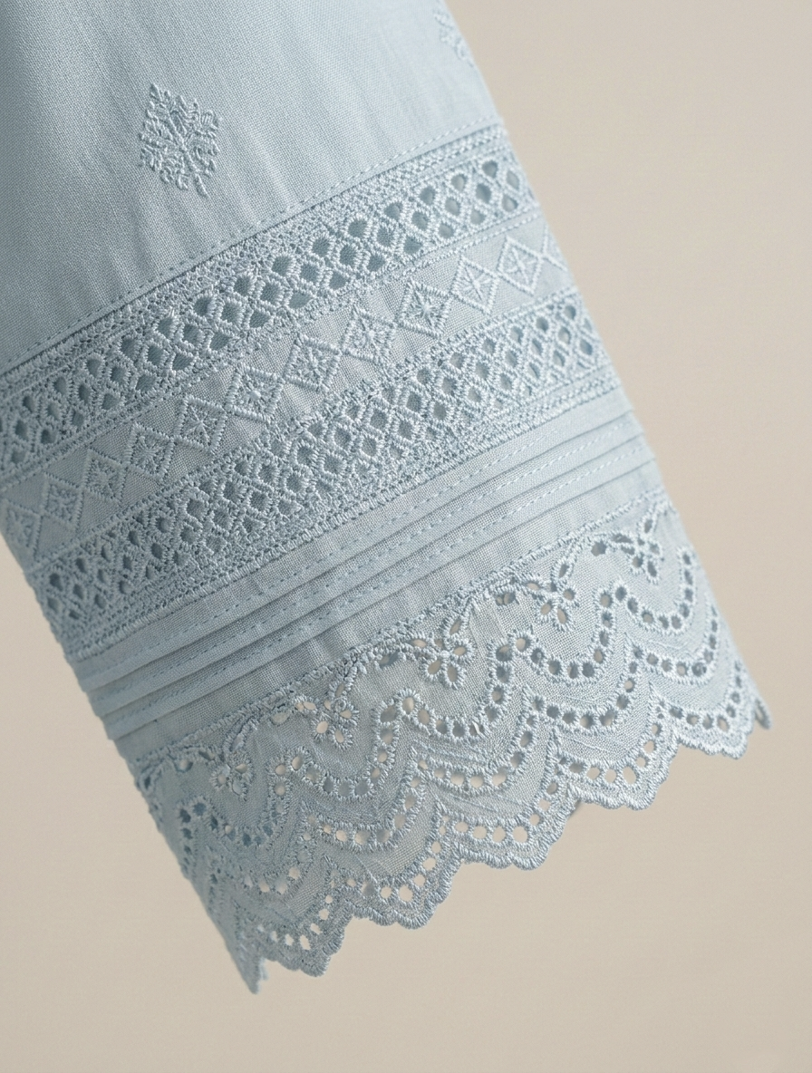 Solid Embroidered Capri Shirt Stitched 3 Piece