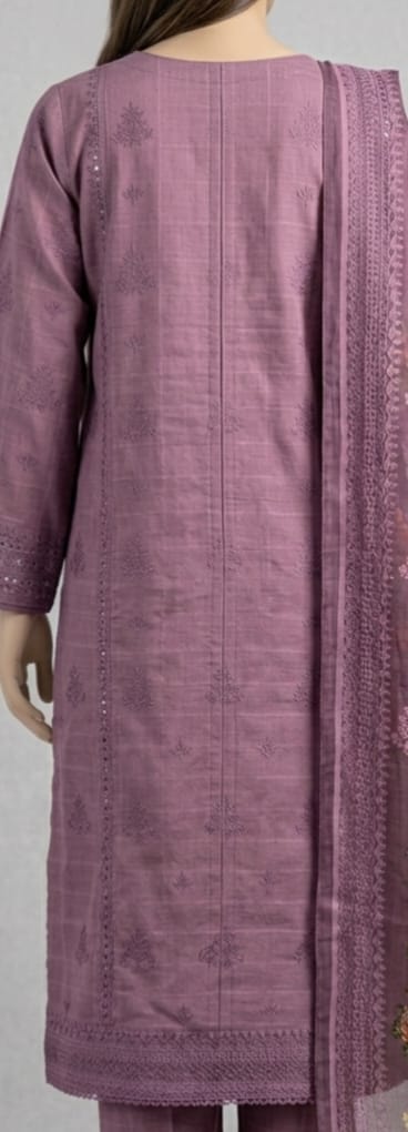 Solid Embroidered Capri Shirt Stitched 3 Piece