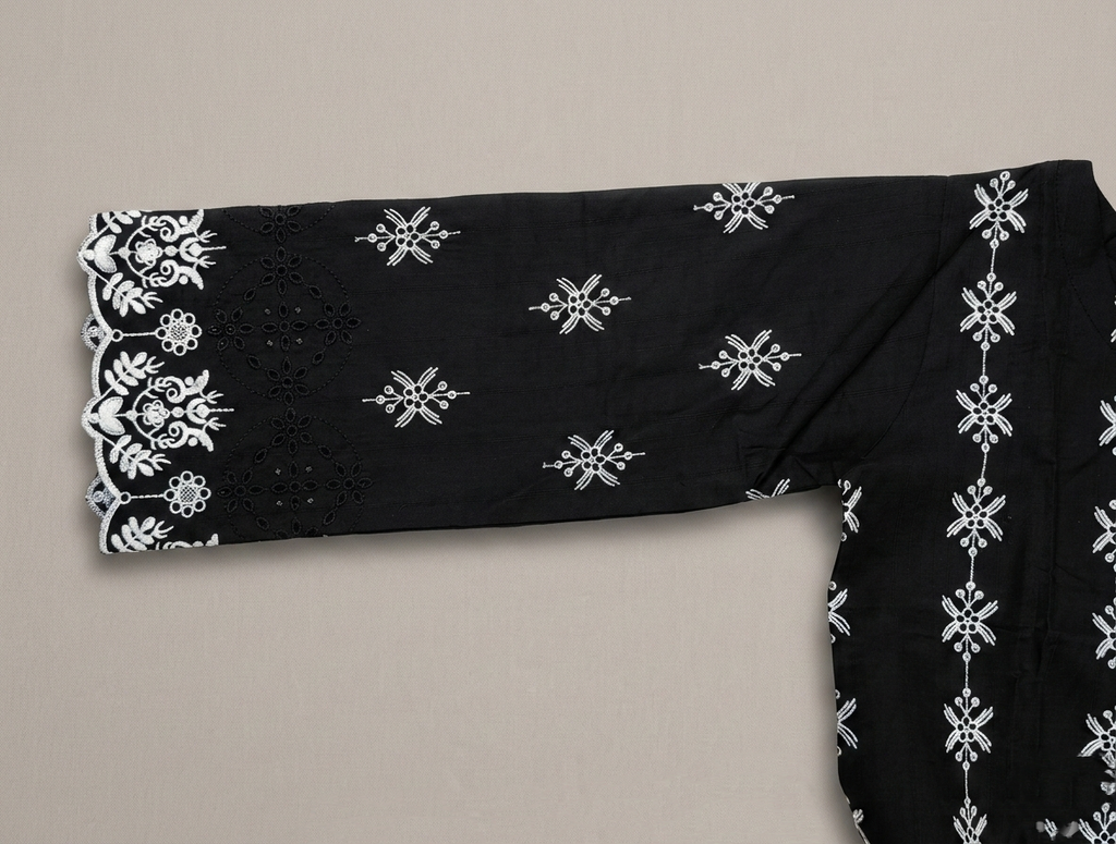 Solid Embroidered Capri Shirt Stitched 3 Piece